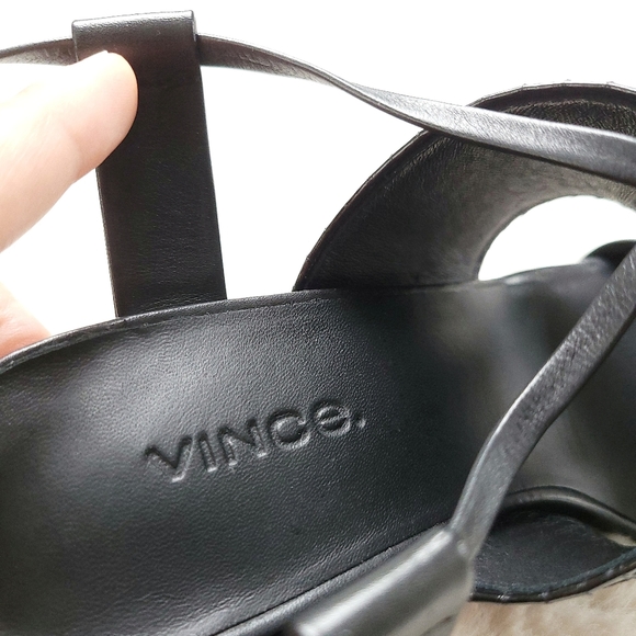 Vince Y2K Dunaway Square Toe Lace Up Black Snake Skin Leather Sandal - Picture 8 of 13